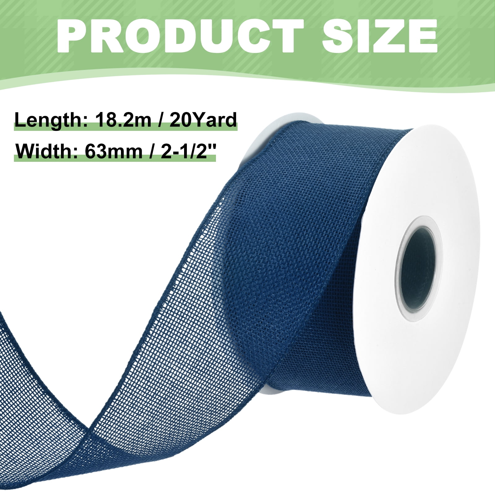 Uxcell Burlap Wired Ribbon, (2-1/2 Inch, 20 Yard, Navy Blue), Wired Edge Ribbon