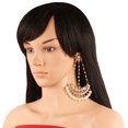 thumbnail image 2 of Sunsoul by Touchstone "Contemporary Kundan Collection" Indian Bollywood Royal Mughal Beautiful Long Chaanbaali Kundan Look Faux Pearls Designer Jewelry Earrings In Gold Tone For Women., 2 of 4