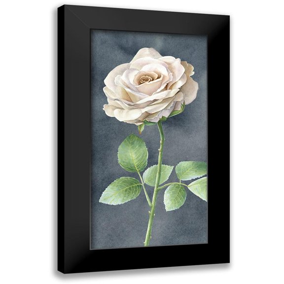 Wilson, Kelsey 9x14 Black Modern Framed Museum Art Print Titled - Ivory Roses on gray panel I