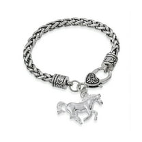 LINEL Women Silver Horse Charm Bracelet Silver Rope Chain Cowboy Bracelet