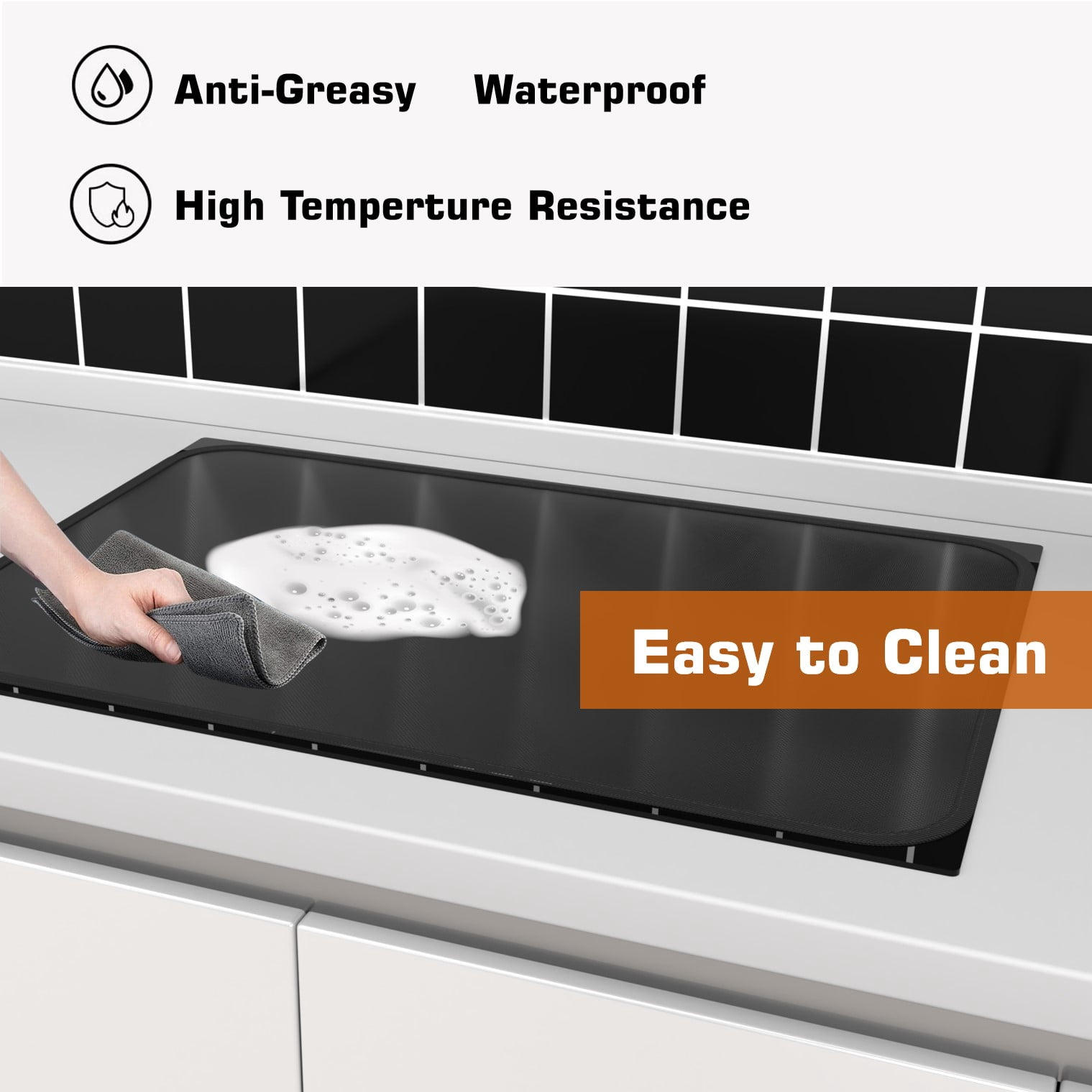Empava 36x20 Inch Silicone Electric Range Protector Mat - Heat-Resistant Induction Cooktop Cover