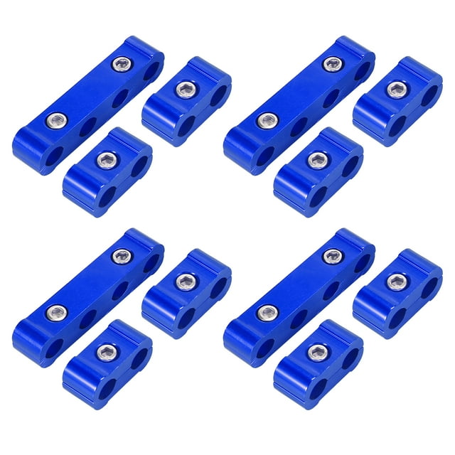Unique Bargains 4 Set 8mm Car Auto Engine Spark Plug Wire Separator Looms Divider Organizer Clamp Aluminum Alloy Blue