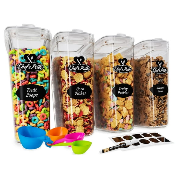 Set de almacenamiento de recipientes para cereales Chef's Path, 4 litros (135,2 ml) x 4
