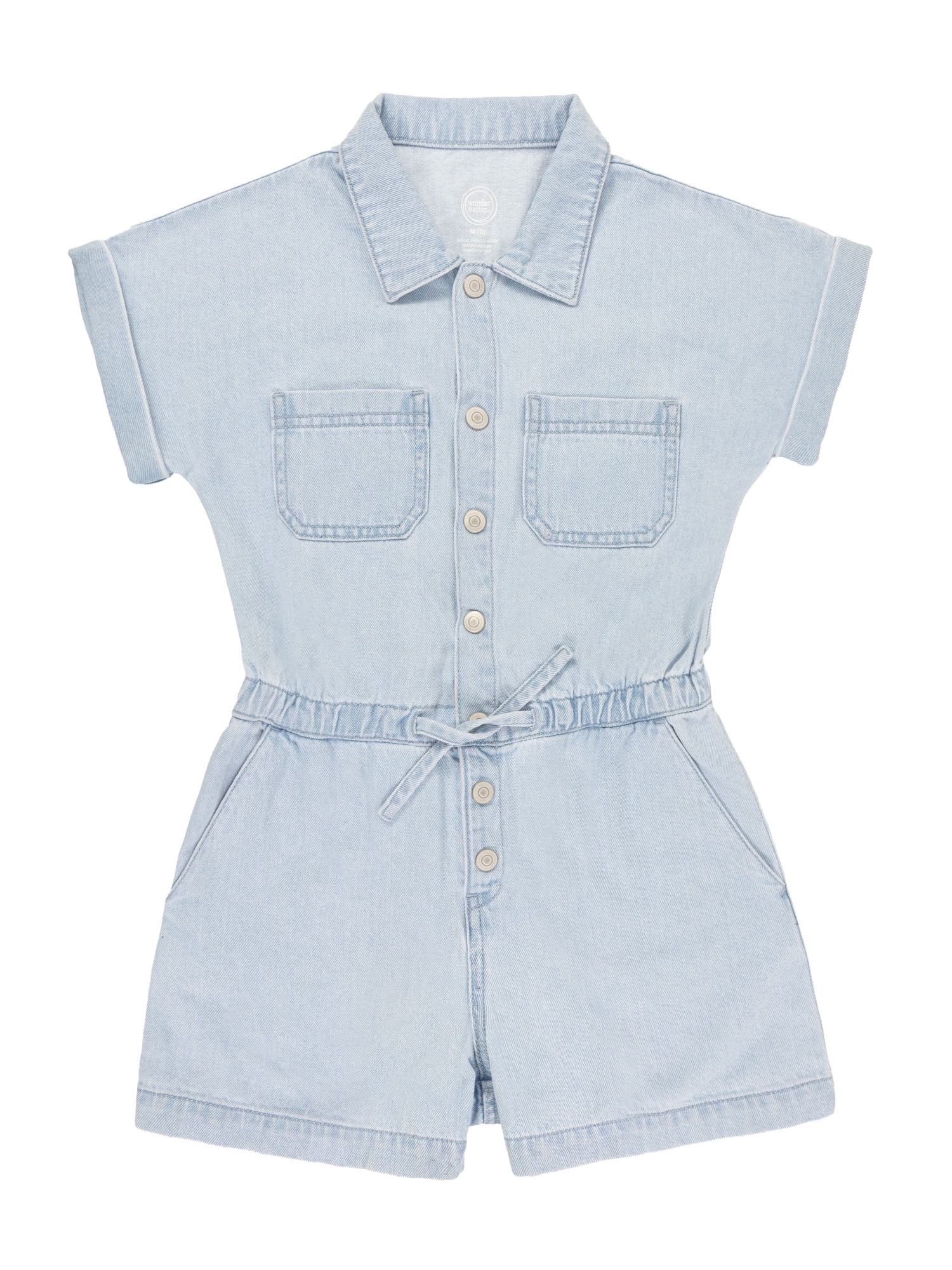 Wonder Nation Girls Denim Romper, Sizes 4-18