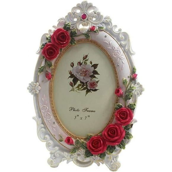 Victorian Floral Picture Frame European Style Vintage Tabletop Oval Photo Frame Photo Holder