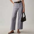 thumbnail image 5 of Women's stretch twill cotton cropped wide-leg jeans with pockets, casual ankle-length jeans, 5 of 9