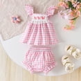 thumbnail image 2 of Toddler Baby Girl Summer Clothes Solid Jacquard Short Sleeves T-Shirt Tops + Shorts 3 6 9 12 18 24 Months Outfits Set Girls Summer Set 0-18 Months,0-3 Months, 2 of 9