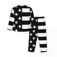 thumbnail image 5 of American Flag Pajama Sets Spring Black and White Fashion Sleep Sleepwear Lady Two Piece Loose Oversize Graphic Nightwear Gift, 5 of 6