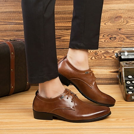 

Cathalem Fashion Style Men s Breathable Comfortable Business Lace Up Work Leisure Solid Color Leather Shoes Leather Boots Men Brown 11