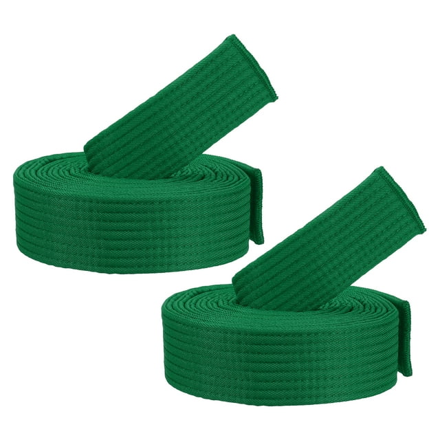 Unique Bargains Ceintures de Classement Colorées Taekwondo 7.2 Pieds, Polyester / Coton Hommes Femmes Pro pour Compétition, Vert 2 Pack