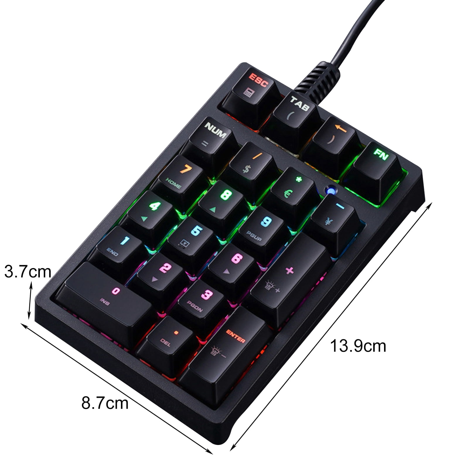 Naierhg Laptop Keypad with Mechanical Green Switches Mechanical Green Switch Laptop Keypad Usb Wired External Number Keyboard 21-key Mechanical for Laptop Cyan