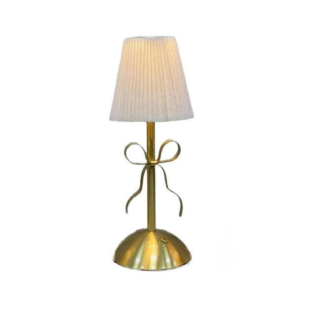 Beige Usb Bow Decorative Table Lamp With Rechargeable Battery For Bedroom Dining Room Ambient Lighting Metal Base Three Color Options Easy To Use Includes 1 Piece Weight 0.88 Pounds