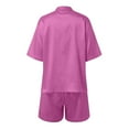 thumbnail image 4 of Pajamas Women Set Women's Silk Pajamas Shirt-Style Collar Sleepwear Short Sleeve Loungewear Womens Lounge Wear 2 Piece Set Women Gifts for Birthday XL, 4 of 6