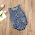 thumbnail image 7 of Seyurigaoka Unisex Infant Sleeveless Romper Summer Baby Girls Boys  Pocket Denim Cotton Jumpsuit Clothing, 7 of 7