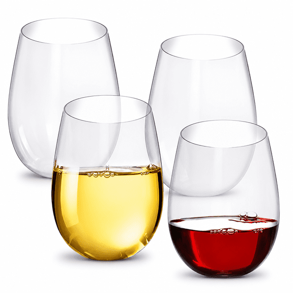 RAIRSKY Acrylic Clear Wine Glasses BPA-Free Plastic Glasses,Acrylic Wine Glasses Stemless,Dishwasher Safe,Unbreakable Outdoor Wine Glass,Plastic Martini Glasses