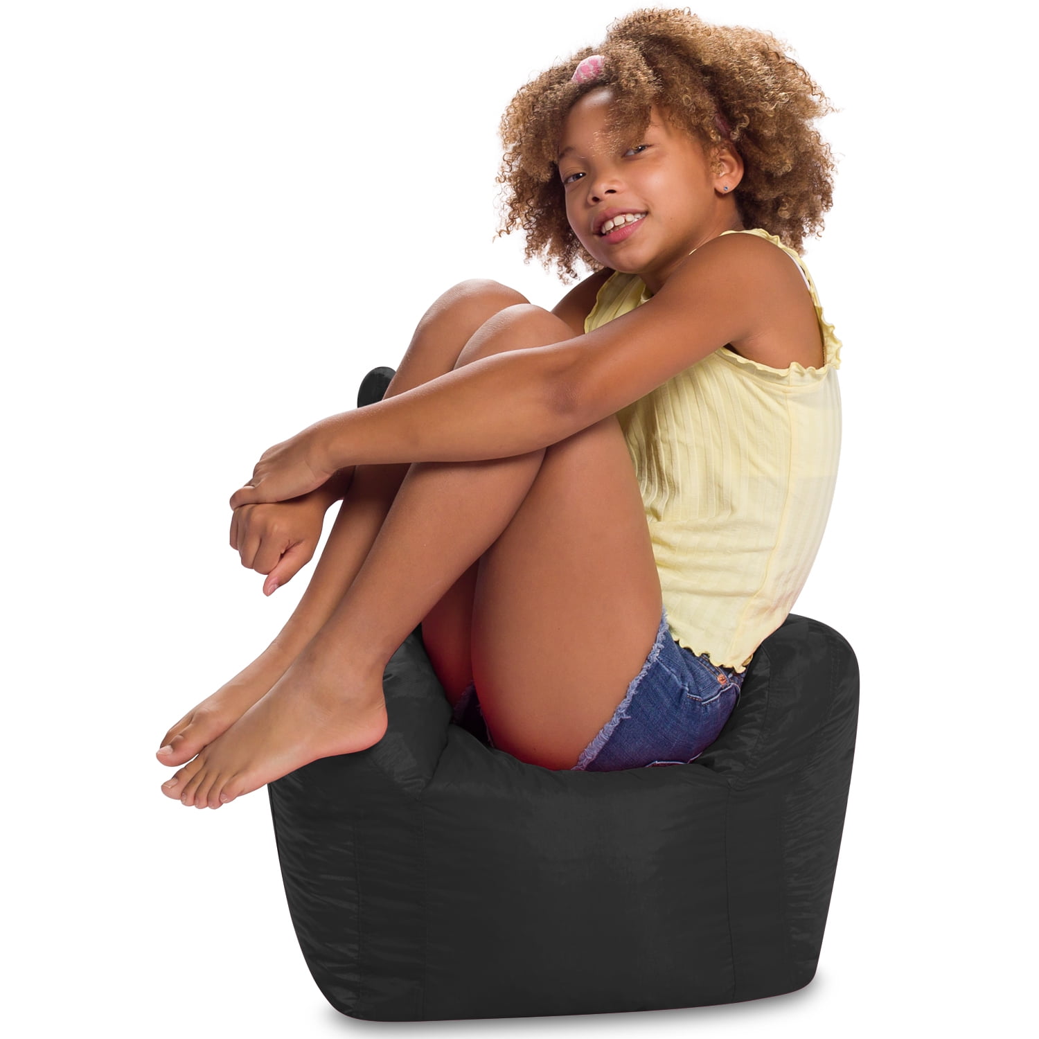 Posh Creations Pasadena Bean Bag Chair, Kids, 1.8 ft, Black
