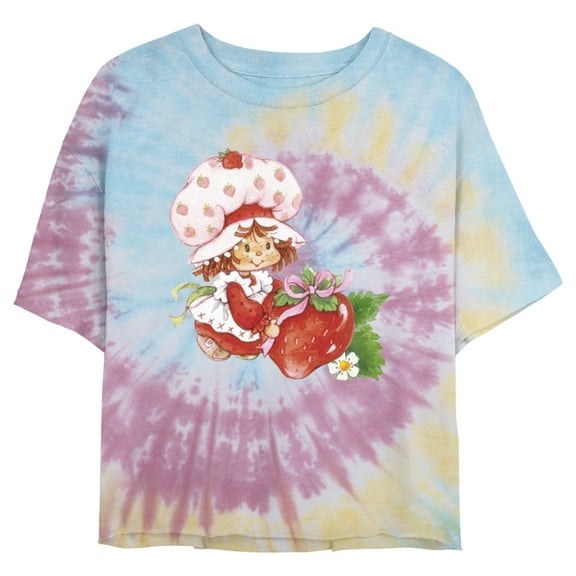 Juniors' Strawberry Shortcake Watercolor Berry Cropped T-Shirt