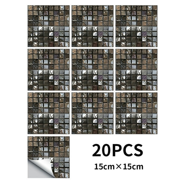 Inteprter Etiqueta engomada del azulejo de la pared Calcomanía de pared de PVC Decoración impermeable Azulejo Decoración Hogar DIY Decoración del hogar 20 piezas 15cm×15cm Inteprter HA002479-04