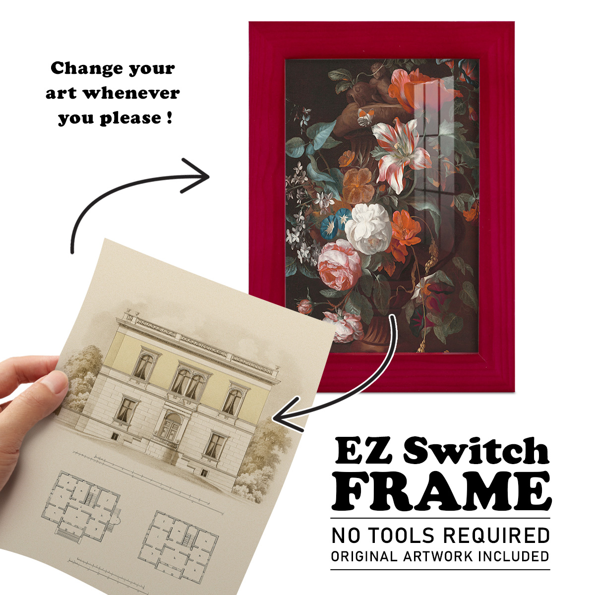 Estate and Plan V -Framed Print w/glass-Cherry Red