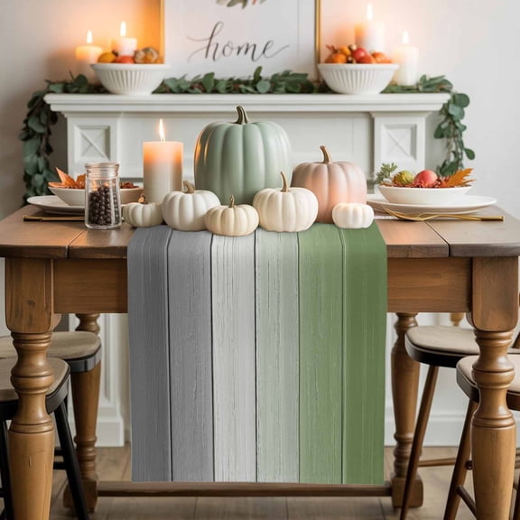 Sage Green Cotton Linen Table Runner, Washable Table Runners for Kitchen, Dining Room, Holiday, Home Party Table Decor, 13x108 Inches