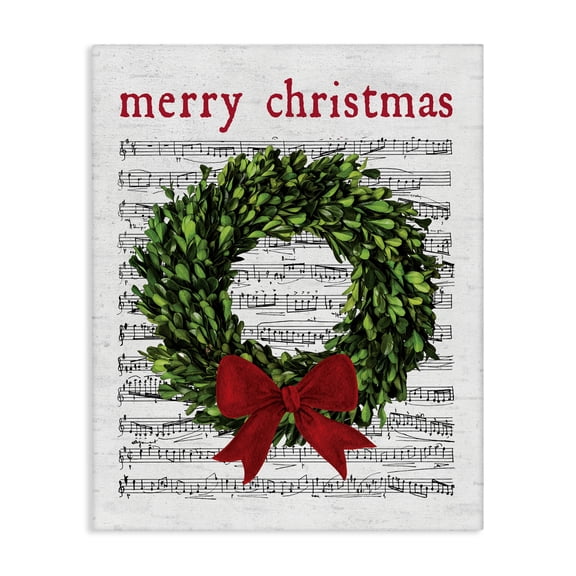 Stupell Industries Traditional Merry Christmas Song Wreath Canvas Art, 16 x 20, by Lettered and Lined