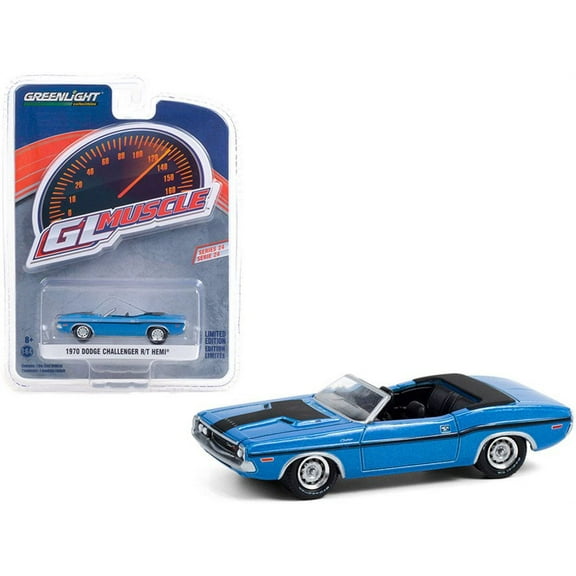 1970 Dodge Challenger R/T HEMI Convertible, B5 Blue - Greenlight 13290B/48 - 1/64 scale Diecast Model Toy Car