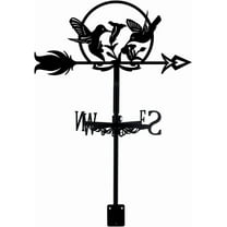 Hummingbird Weather Vane Wrought Iron Wind Vane Flowers Garden Weathervane Wind Direction Indicator for Outdoor Roof Yard Decoration for diy