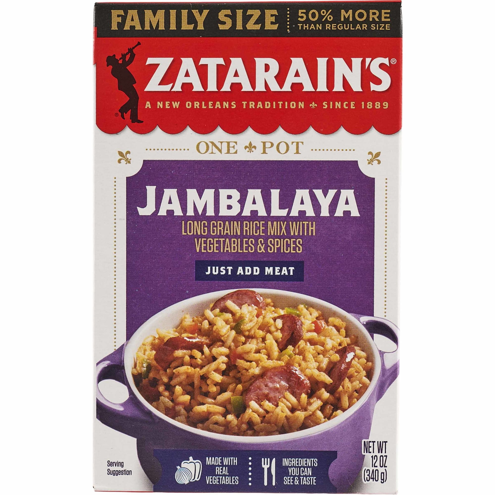 Zatarain's Gluten Free Family Size Jambalaya Rice Dinner Mix, 12.0 oz Box