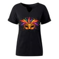 thumbnail image 6 of Craaazy Mardi Gras Shirts for Women Short Sleeve Casual Carnival Printed V-neck T-shirts Gifts, 6 of 6
