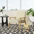 thumbnail image 2 of HomePop Mid-Century Wood Frame Arm Accent Chair, Beige Stripe, 2 of 10