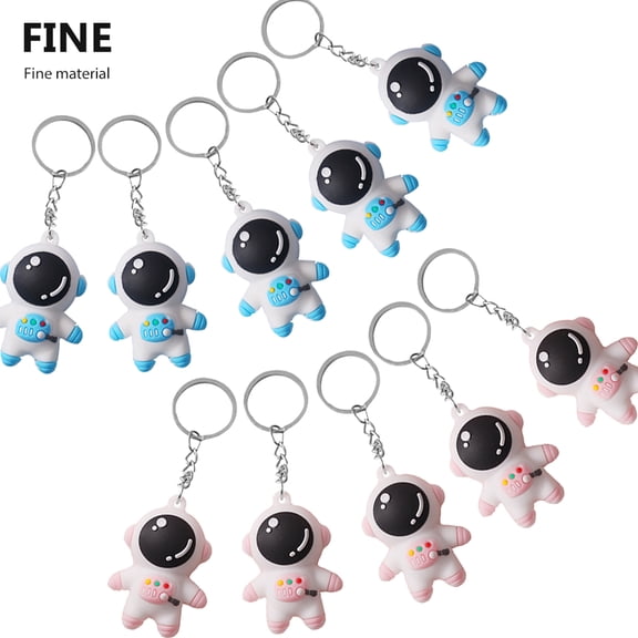 CATIEBYE Astronaut Keychain Assorted Color Soft Rubber Decorative Accessory 10Pcs