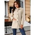 thumbnail image 3 of DARING DIVA Women's Midi-Length Notch Lapel Single-Breasted Overcoat Beige S, 3 of 6