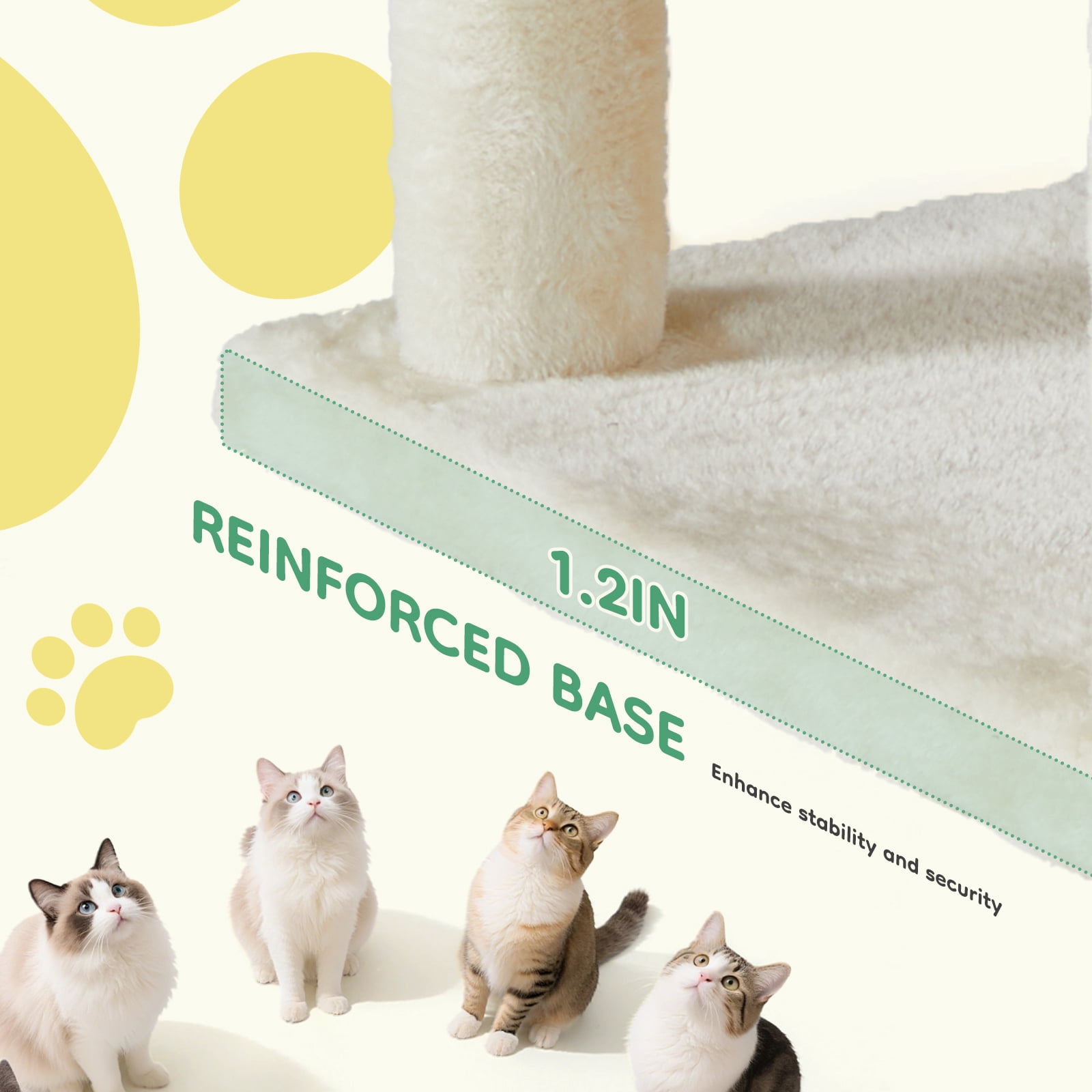 JIOABL 44" Multi-Level Cat Tree Tower with Hammock, Condo, Climbing Plates, Plush Toy, Kitty Playing House, Beige