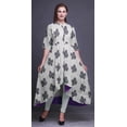 thumbnail image 4 of Bimba Feuilles Vertes et Bloc Floral Tenue Ethnique Indienne pour Femmes Anarkali Kurti Imprimée Robe Asymétrique-Xx-Grand, 4 of 5
