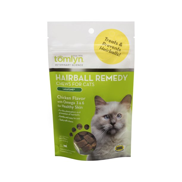 Tomlyn Laxatone Hairball Remedy Chews for Cats, Chicken Flavor, 60