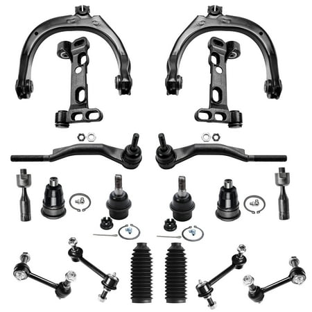 Detroit Axle - Front 18pc Suspension Kit for Chevy Trailblazer EXT SSR GMC Envoy Buick Rainier 9-7X, 4 Control Arms 4 Ball Joints 4 Sway Bars Front & Rear 4 Outer Inner Tie Rods Replacement 2 Boots