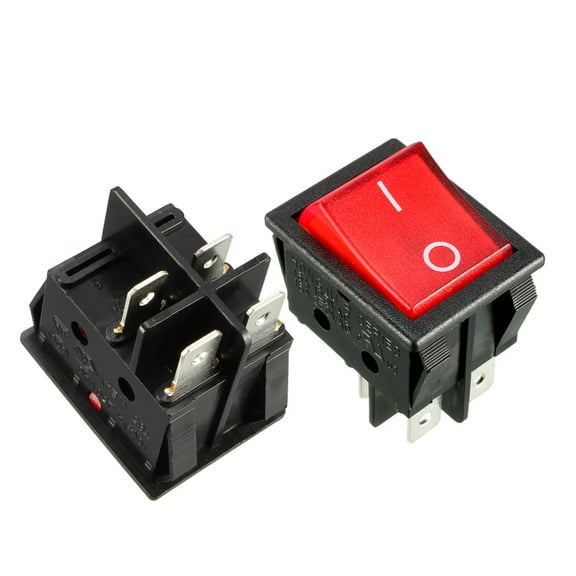 Uxcell AC 16A 125V 16A 250V DPST 4P I/O Red LED Light Boat Rocker Switch 5Pcs