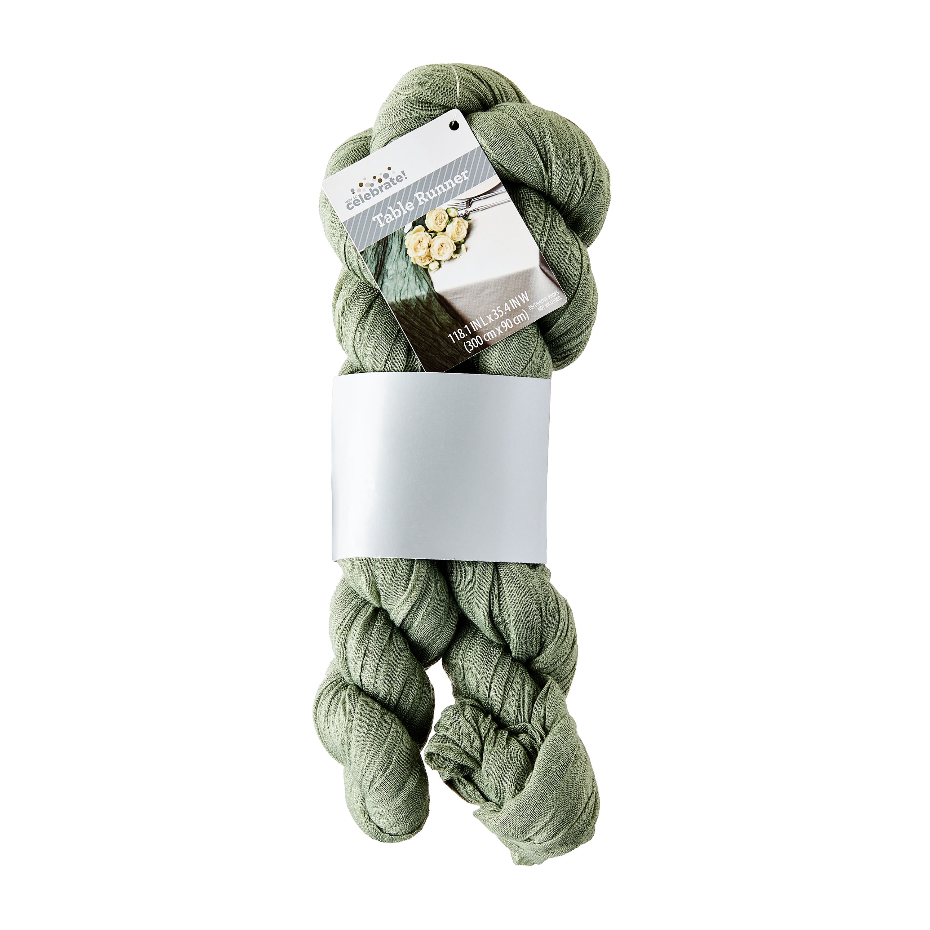 Sage Green Gauze Cheesecloth Fabric Table Runner Decoration, 10', by Way To Celebrate