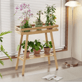 thumbnail image 4 of BAMBOOHOMIE Indoor Bamboo Plant Stand - 2 Tier Plant Table for Indoor Plants, Tall Window Plant Bench Shelf & Flower Pot Holder (Living Room, Patio, Balcony), 4 of 6