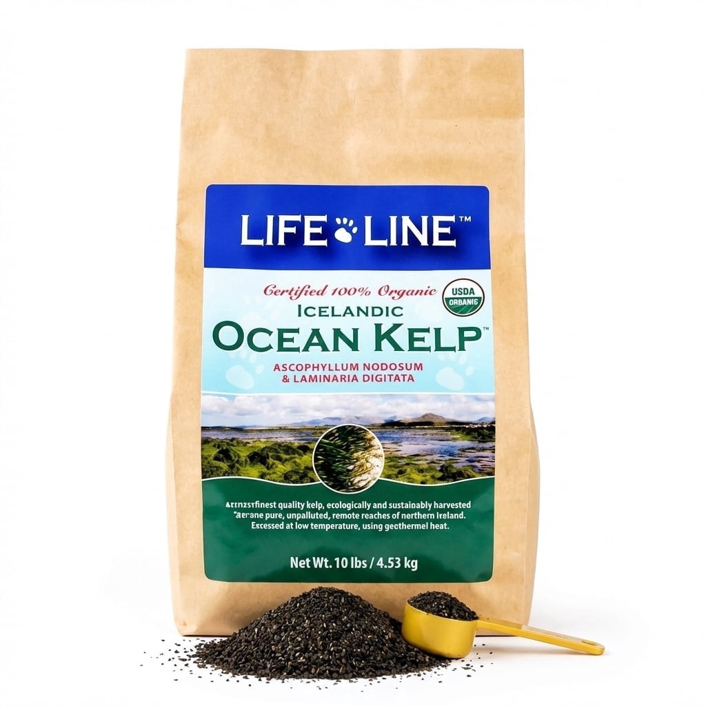 Life Line Pet Nutrition Organic Ocean Kelp Supplement for Skin & Coat, Digestion in Dogs & Cats,10lb, 20210