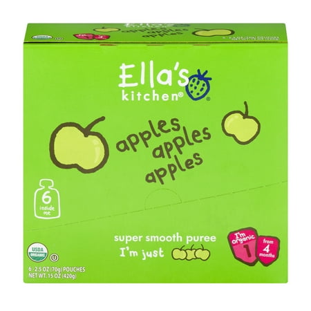 Ella's Kitchen Organic Baby Food Apples Apples Apples Super Smooth Puree Organic 6 Pack