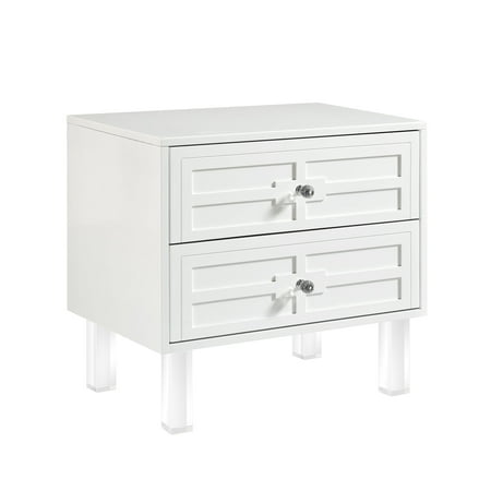 Inspired Home Giorgio Wood Lacquer Side Table/Accent Table/Nightstand with Lucite