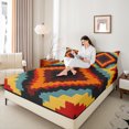 thumbnail image 4 of Manfei Bohemian Aztec Bed Sheets, Watercolor Rhombus King Sheets, Modern Abstract Artwork Sheet Set, Ultra Soft Home Decor 4 Pieces, 4 of 6