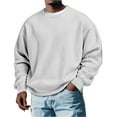thumbnail image 4 of yuCgh Men's Long Sleeve Crewneck Sweatshirt, Casual Pullover with Soft Fabric, Unisex Running Tracksuit Style Top for Sports and Everyday Comfort,White XL, 4 of 5