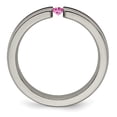 thumbnail image 2 of Grey Titanium Ring Band Wedding Pink Grooved Sapphire (Colors) Round, 2 of 7