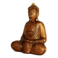 thumbnail image 3 of Wooden Sitting Buddha "Dhyana Mudra" Statue Handmade Meditating Sculpture Figurine Decorative Home Decor Accent Rustic Art Traditional Modern Oriental Decor Size: 8" TALL X 7" WIDE X 3.5" DEEP, 3 of 8