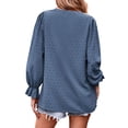 thumbnail image 5 of Hibeli Women Swiss Dot Pleated V Neck Long Sleeve Casual Solid Color Top, 5 of 7