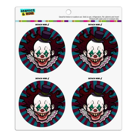 

Creepy Clown with it s Balloon Refrigerator Fridge Locker Vinyl Circle Magnet Set