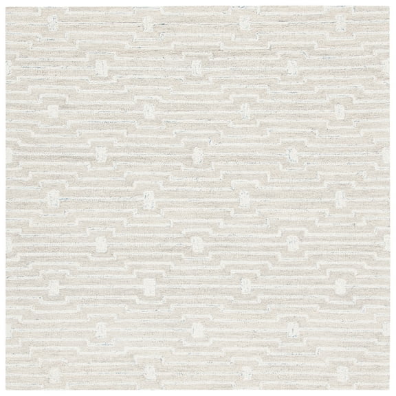 SAFAVIEH Micro-Loop Aspen Geometric Area Rug, Light Grey/Ivory, 5' x 5' Square