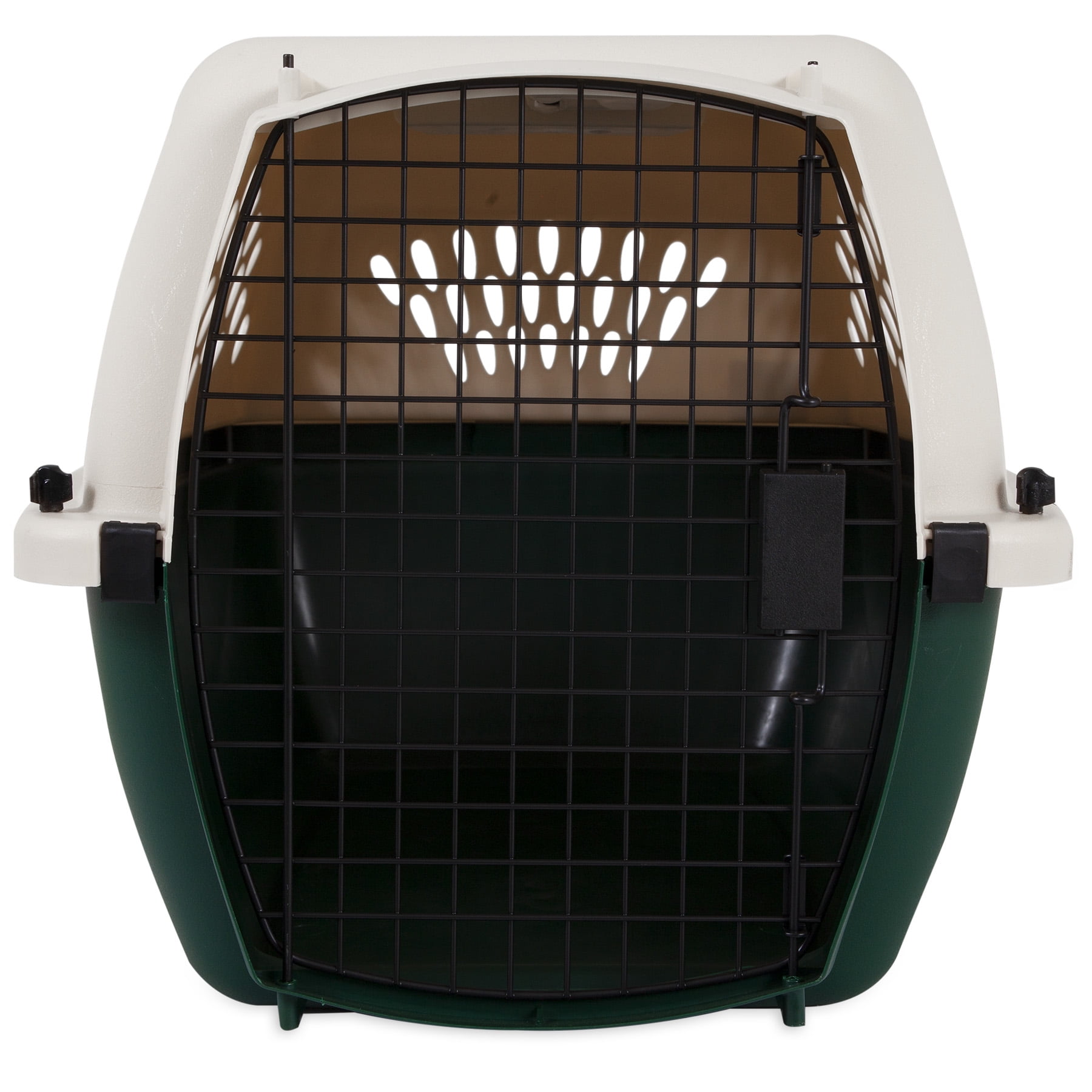 Petmate Ruffmaxx 26" Portable Dog Kennel Plastoc Pet Carrier for Dogs 20 to 25 lb, Tan/Green